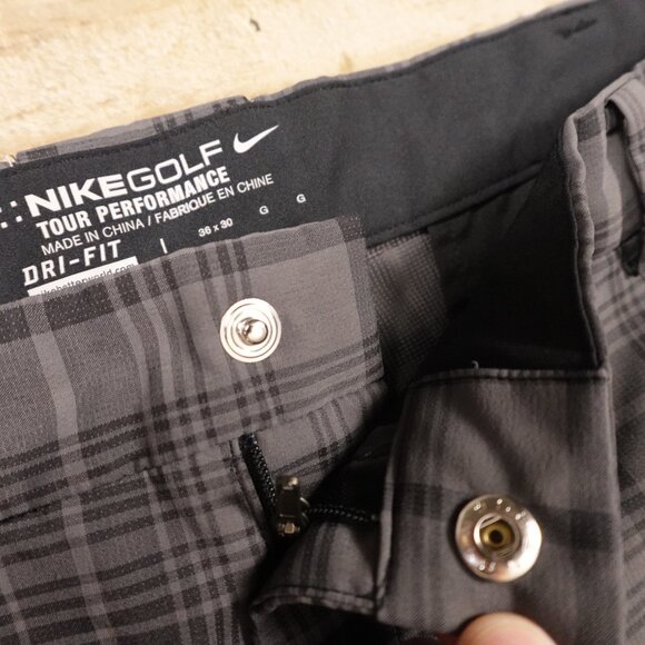 Nike Golf Tour Performance Dri-FIT Plaid Pants Men's 36x30 Gray - Picture 4 of 13